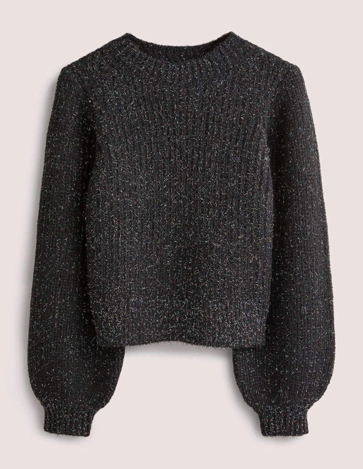 Chunky Ribbed Sweater-Black Sparkle