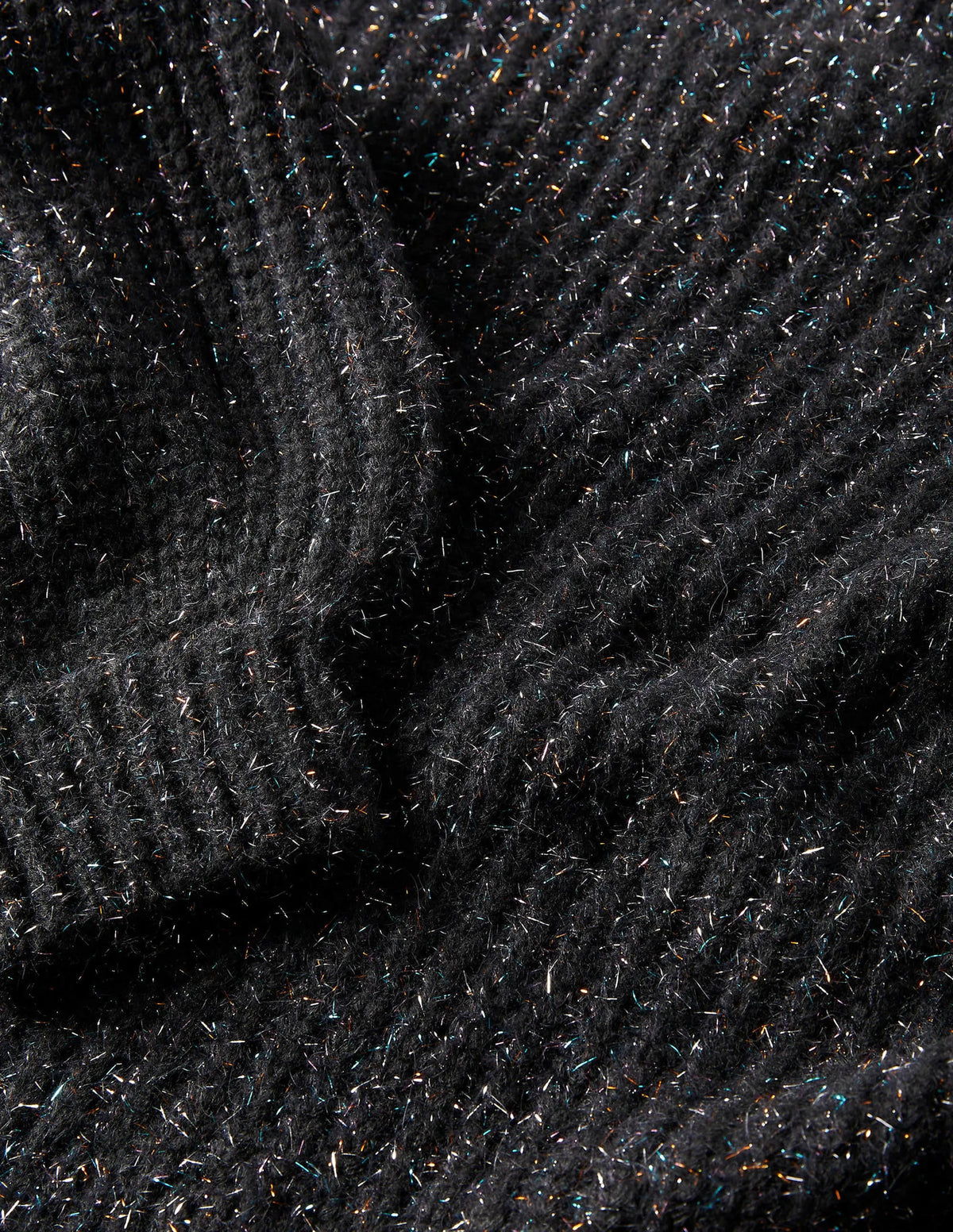 Chunky Ribbed Sweater-Black Sparkle