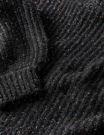 Chunky Ribbed Sweater-Black Sparkle