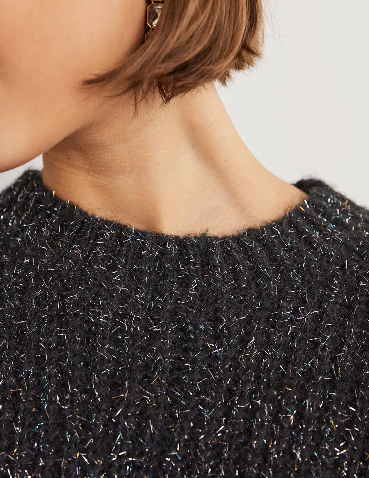 Chunky Ribbed Sweater-Black Sparkle