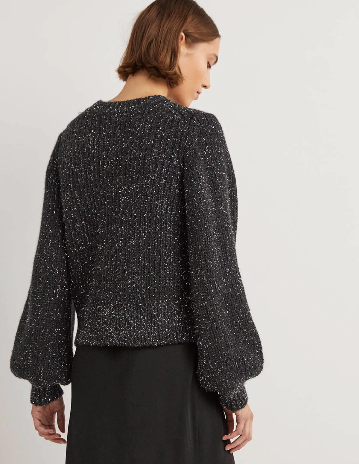 Chunky Ribbed Sweater-Black Sparkle