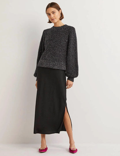 Chunky Ribbed Sweater-Black Sparkle