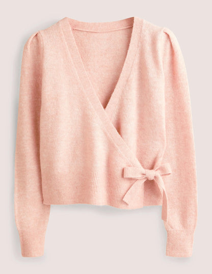 Fluffy Wrap Cardigan-Pink Frosting