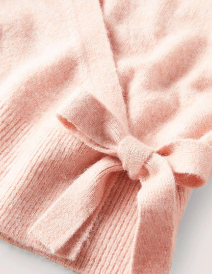 Fluffy Wrap Cardigan-Pink Frosting