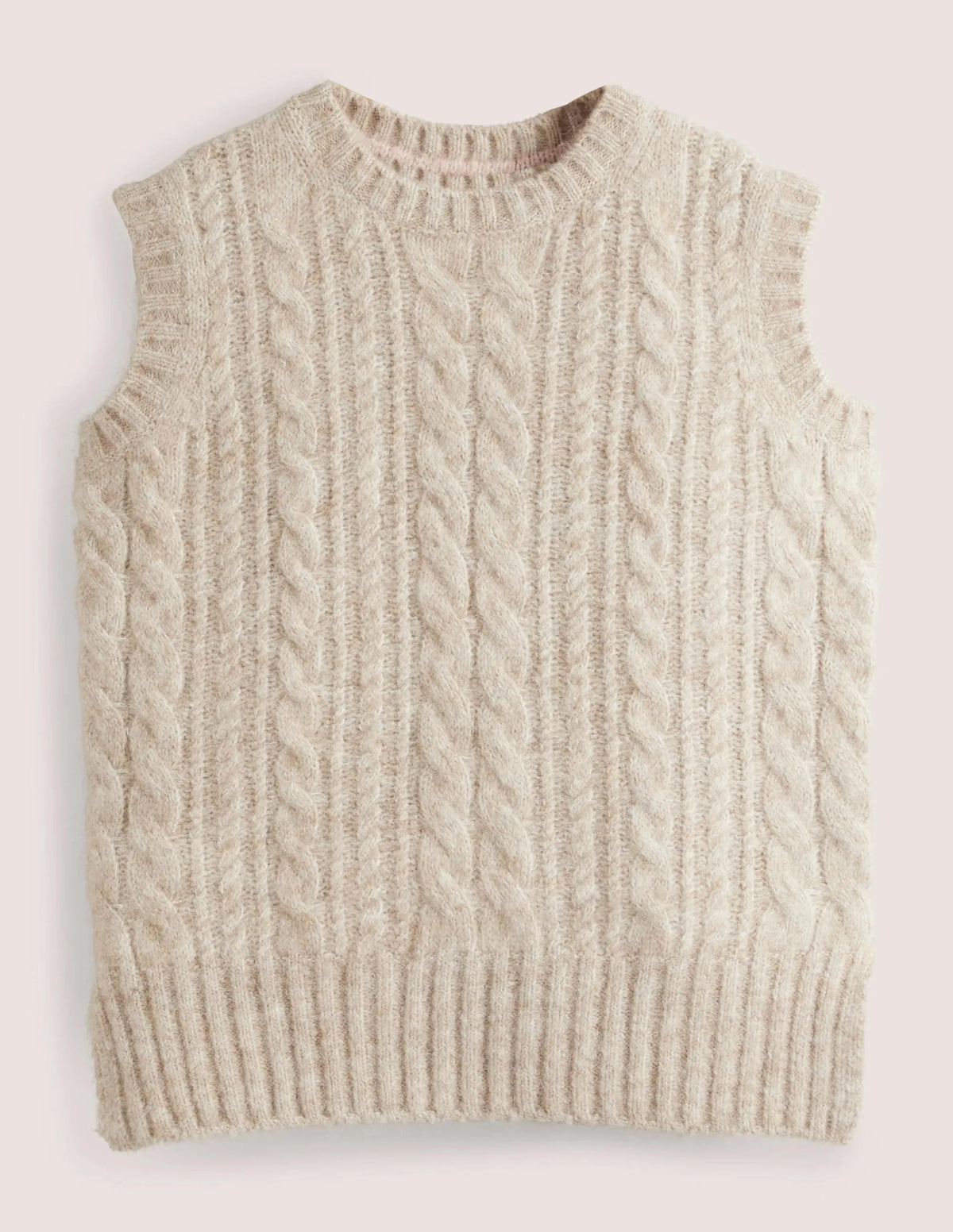 Relaxed Cable Sweater Vest-Chinchilla Melange