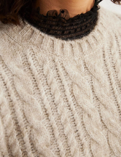 Relaxed Cable Sweater Vest-Chinchilla Melange