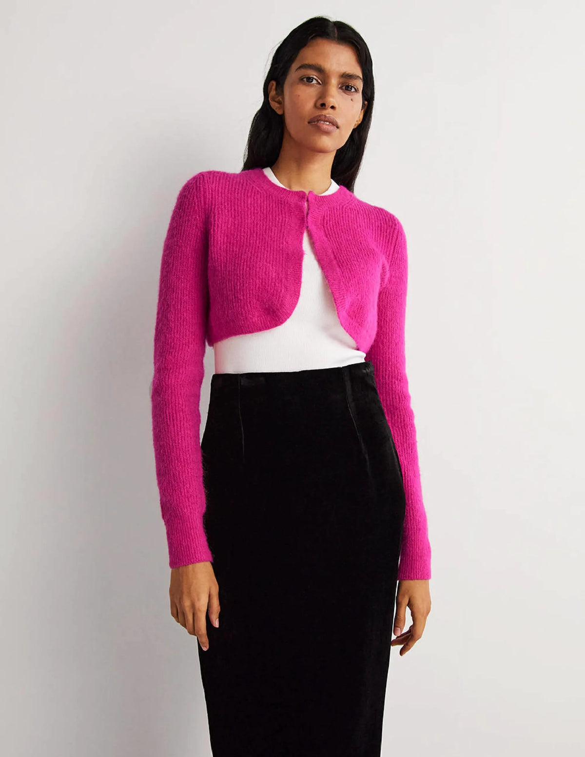 Rib Knit Bolero-Wild Watermelon Pink