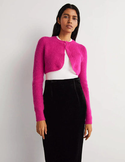 Rib Knit Bolero-Wild Watermelon Pink