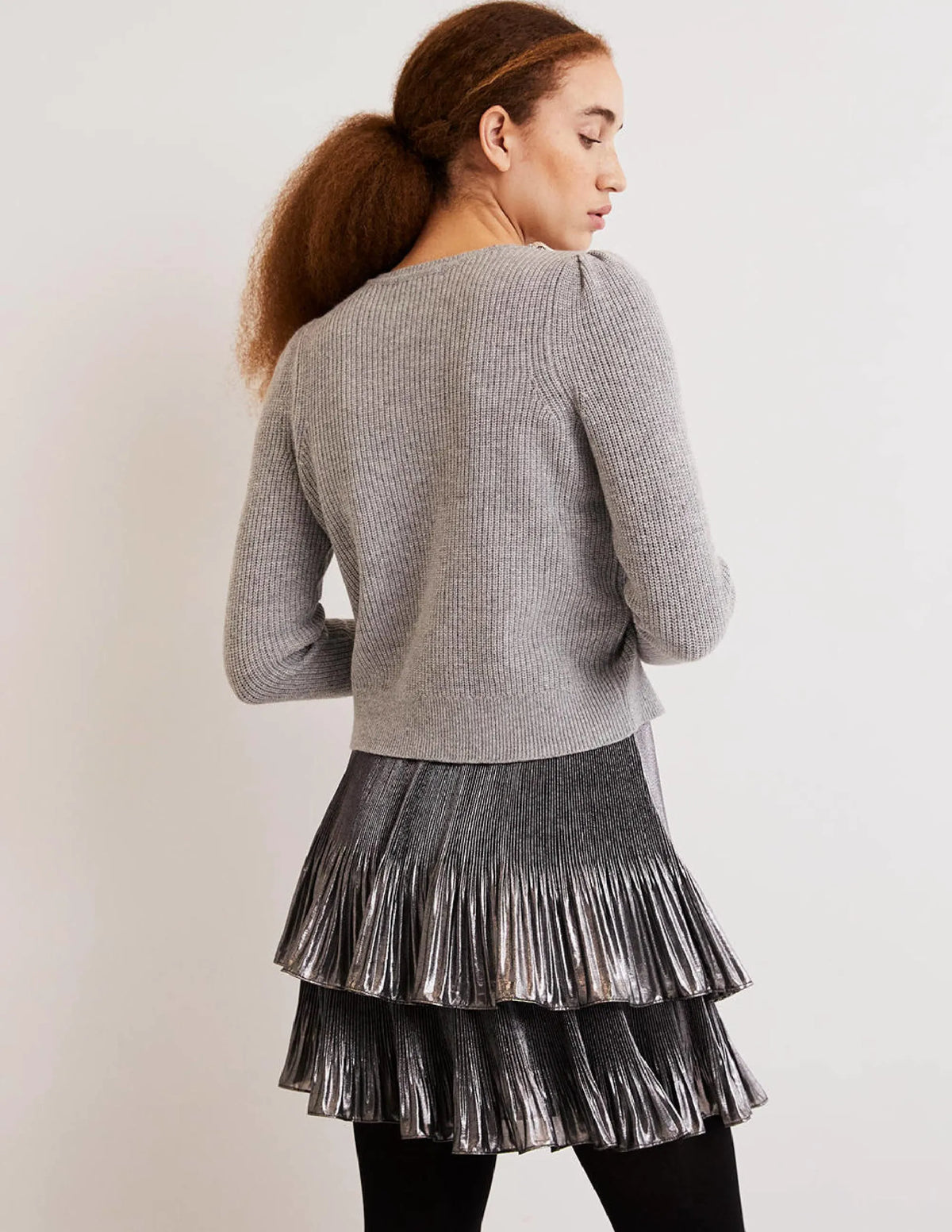 Embellished Stitch Sweater-Grey, Embellished Collar