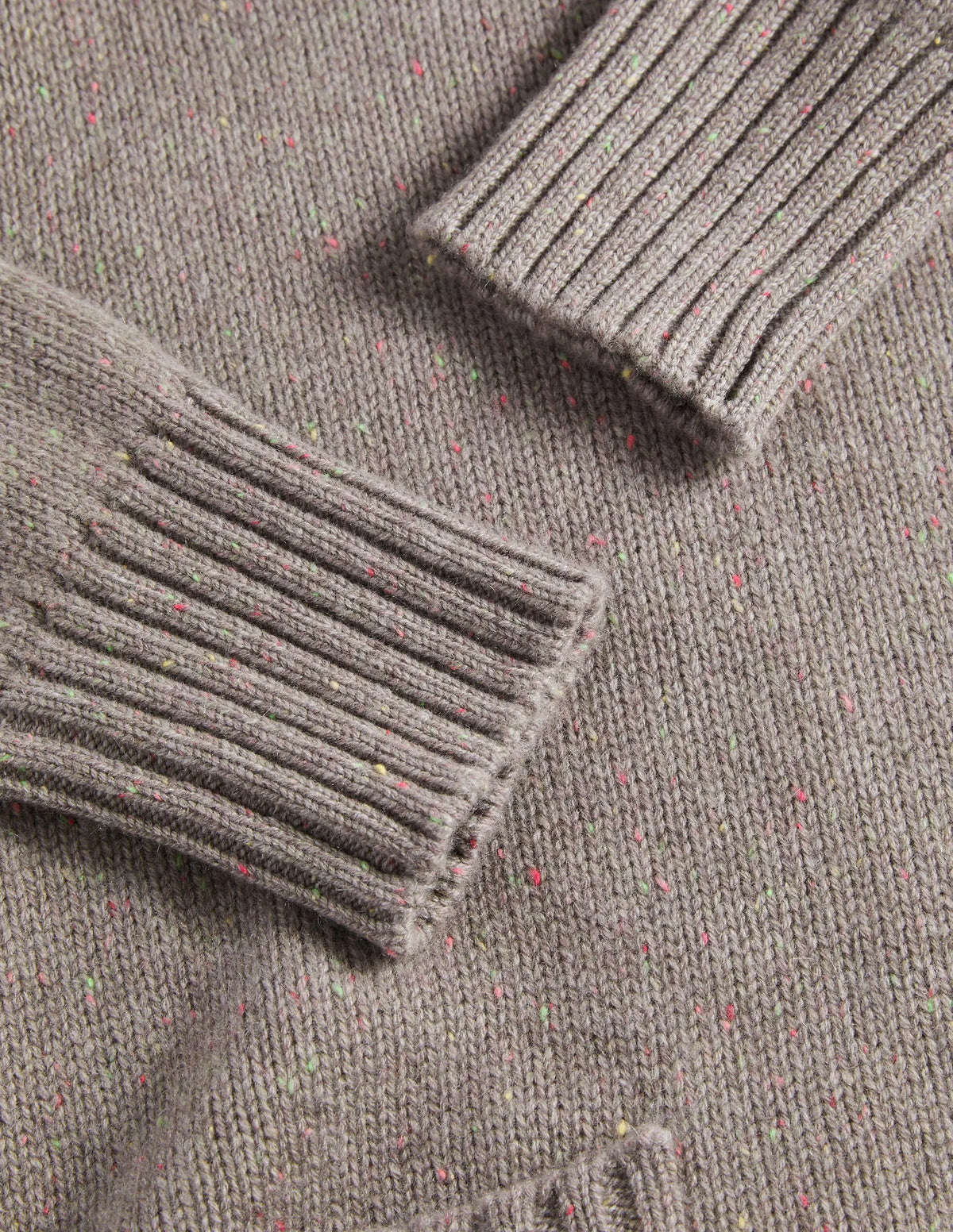Cashmere High Neck Sweater-Grey, Multi Nep