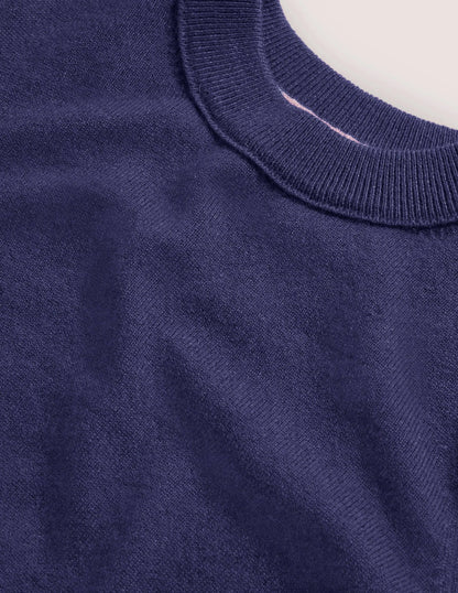 Cashmere Puff Shoulder Sweater-Navy