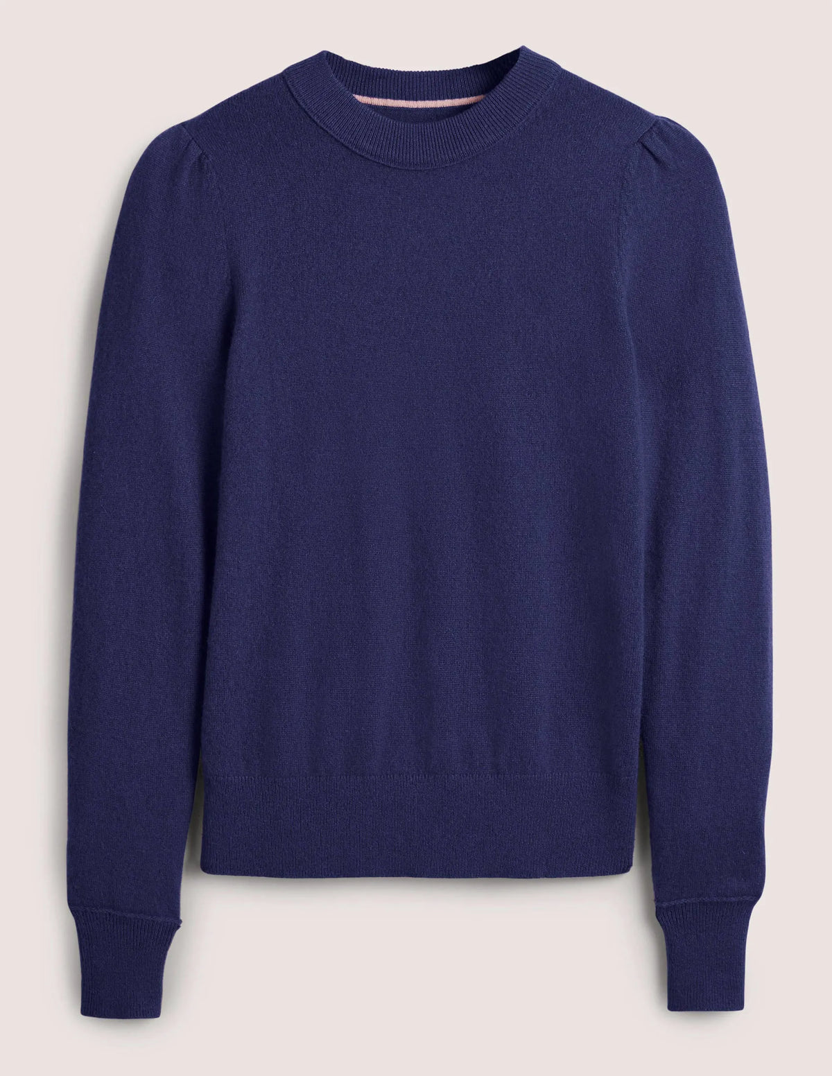 Cashmere Puff Shoulder Sweater-Navy