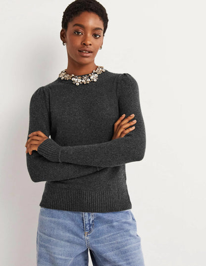 Lofty Cashmere Sweater-Charcoal Melange