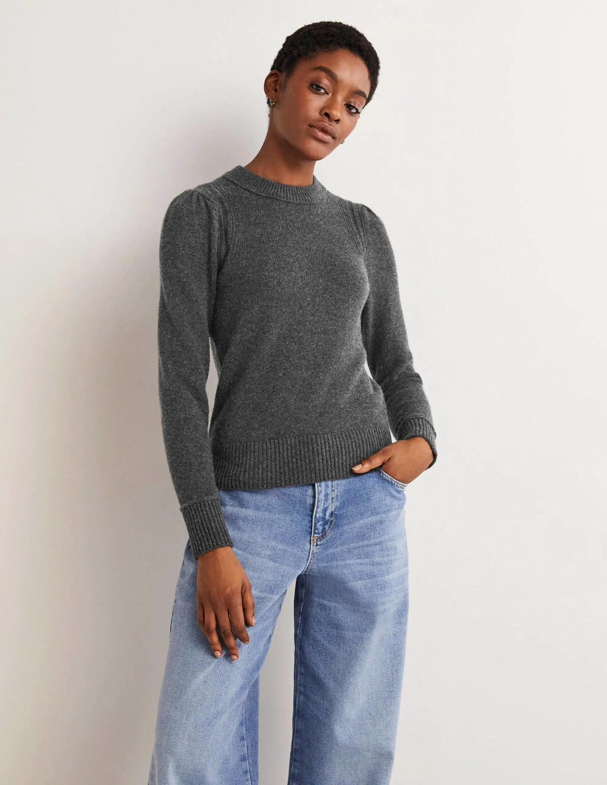 Lofty Cashmere Sweater-Charcoal Melange