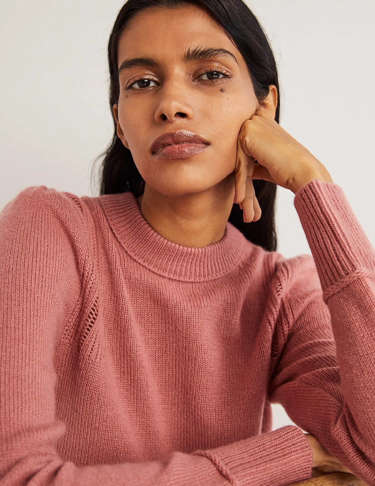 Lofty Cashmere Sweater-Dusty Red Melange