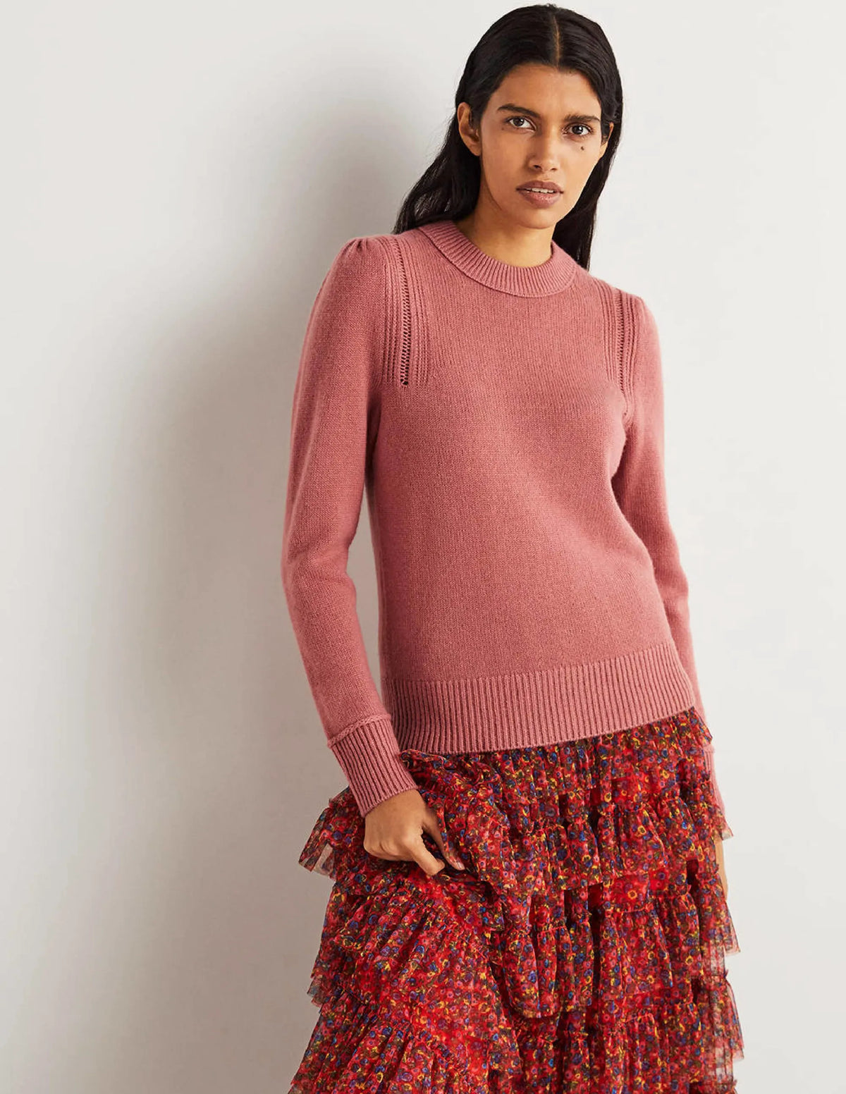 Lofty Cashmere Sweater-Dusty Red Melange