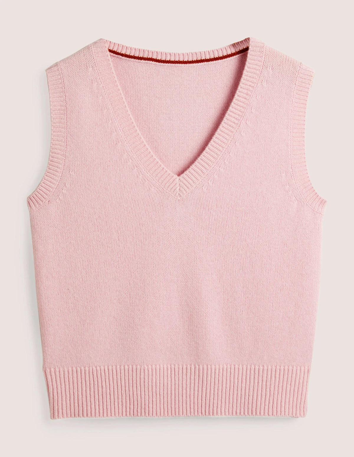 Cashmere V-Neck Sweater Vest-Coconut Ice Pink