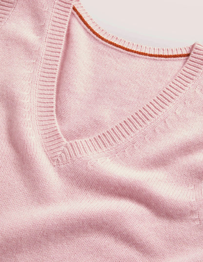 Cashmere V-Neck Sweater Vest-Coconut Ice Pink
