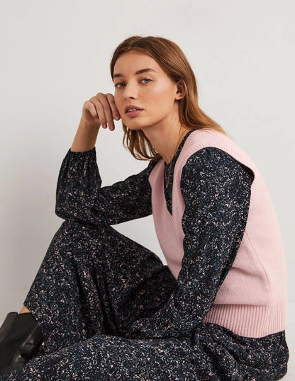 Cashmere V-Neck Sweater Vest-Coconut Ice Pink