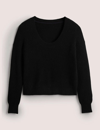 Cashmere Scoop Neck Sweater-Black