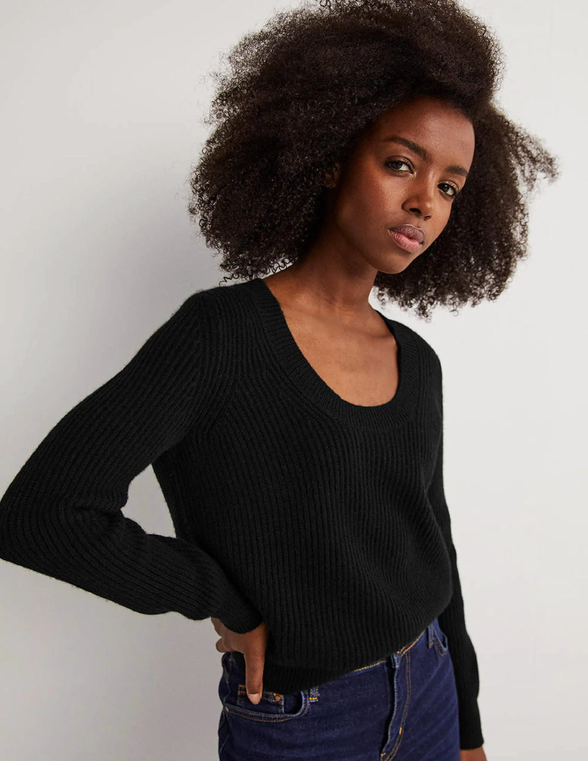 Cashmere Scoop Neck Sweater-Black
