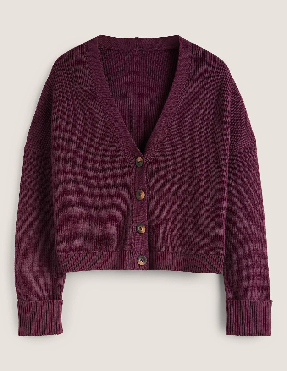Turn Back Rib Cardigan-Berry