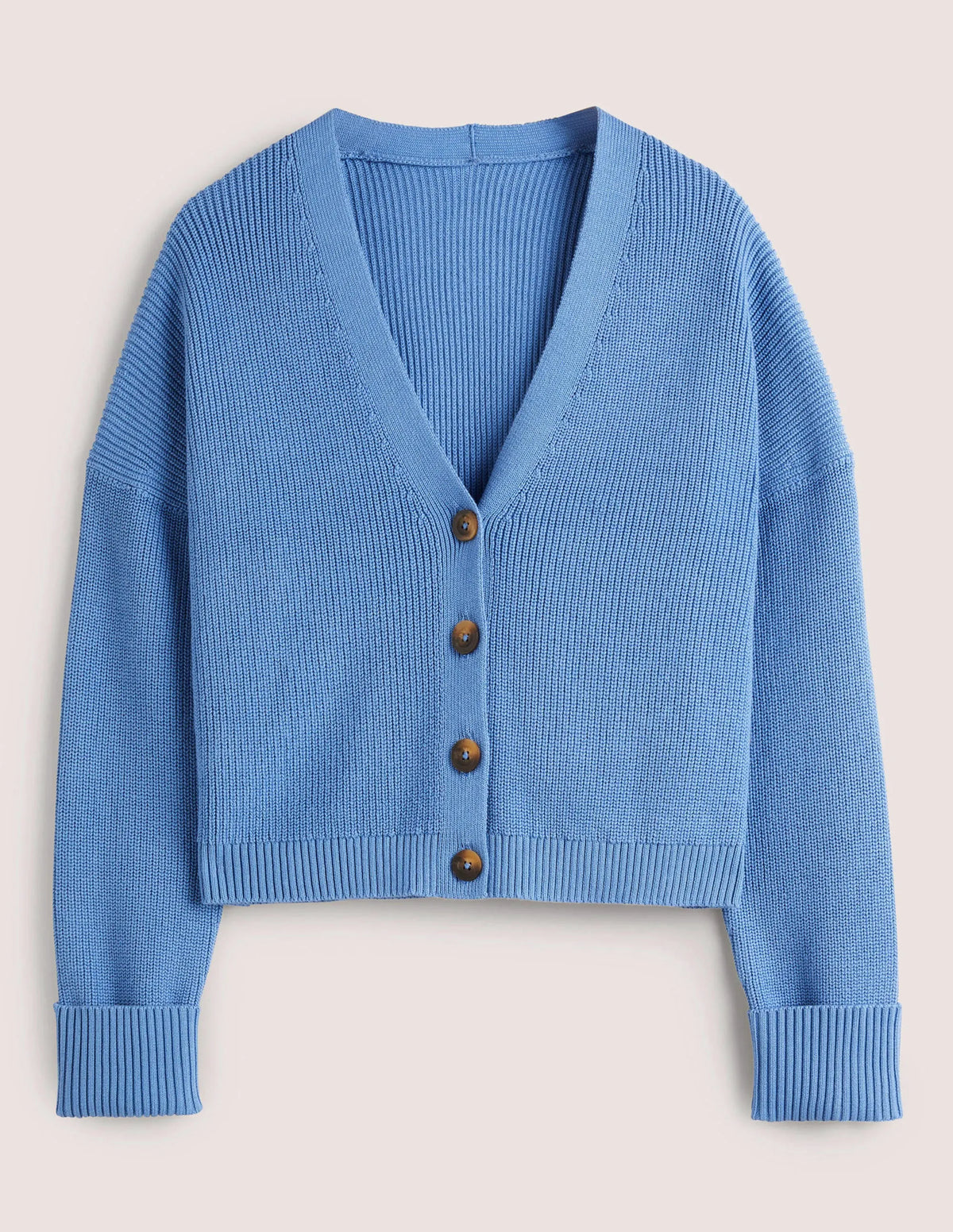 Turn Back Rib Cardigan-Riviera Blue