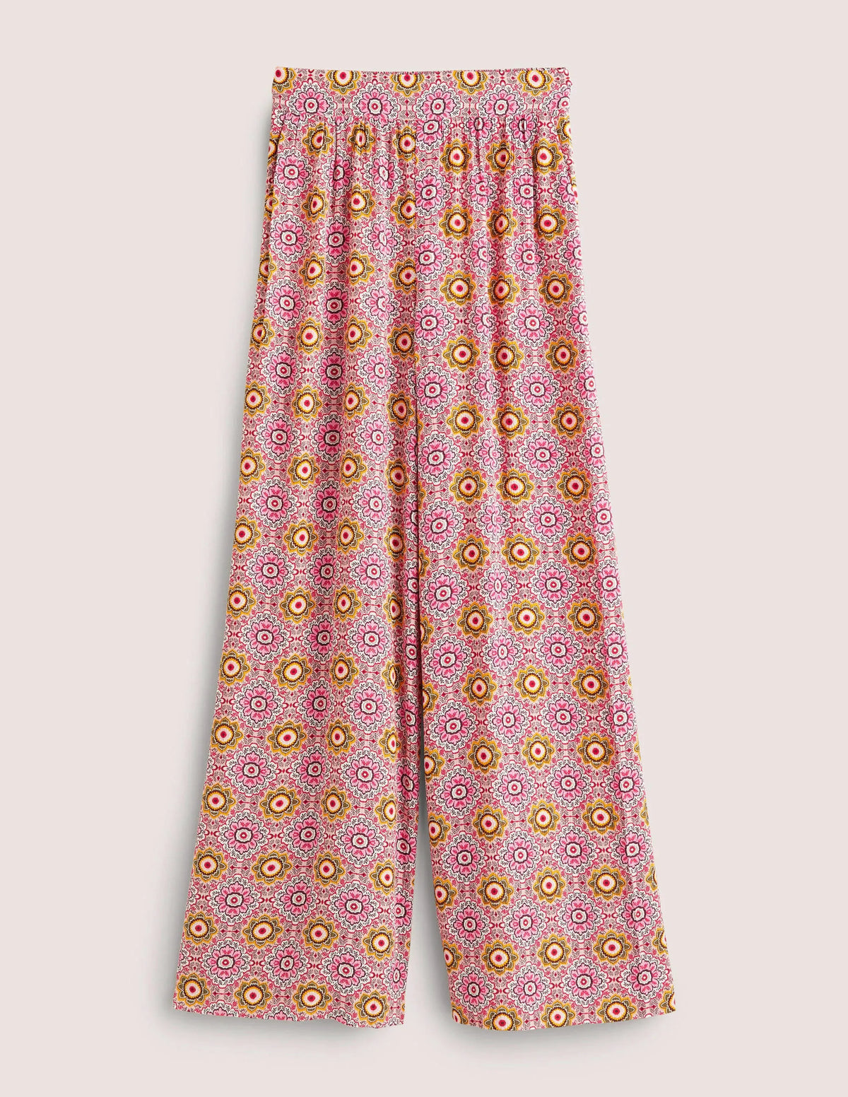 Grace Crinkle Wide Leg Pants-Milkshake, Paradise Garden