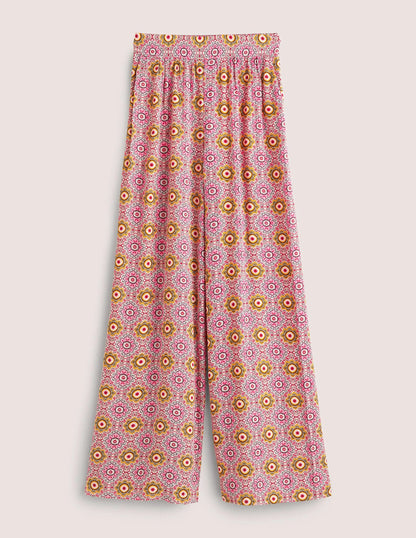 Grace Crinkle Wide Leg Pants-Milkshake, Paradise Garden