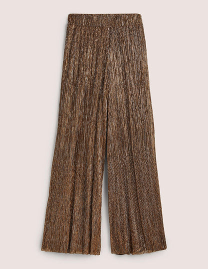 Metallic Palazzo Pants-Gold, Black Lurex