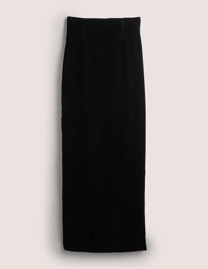 Velvet Party Maxi Skirt-Black
