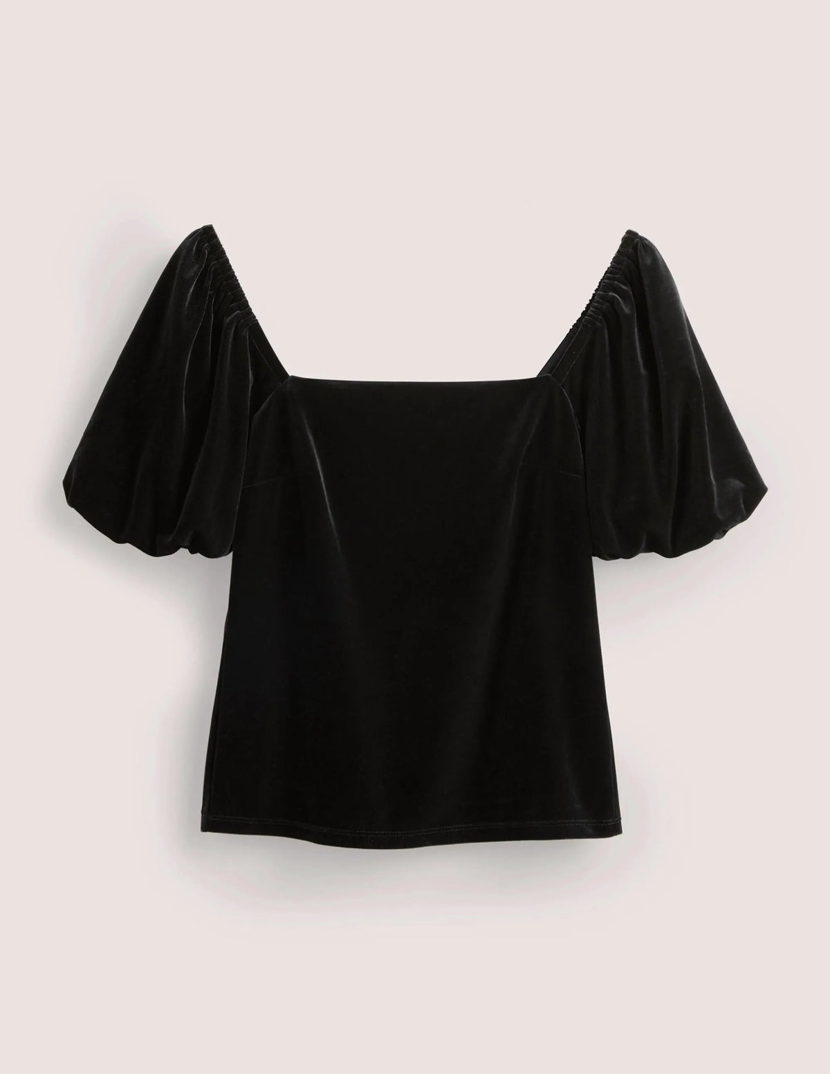 Square Neck Velvet Top-Black