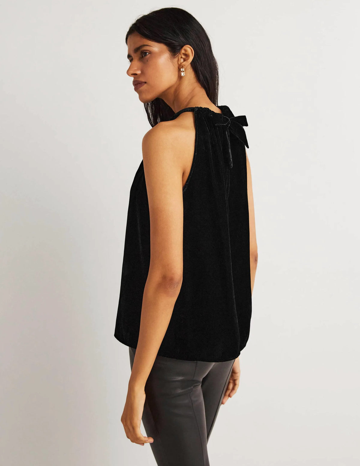 Velvet Halterneck Top-Black