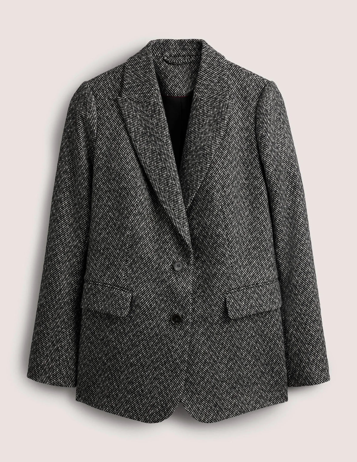 LONGLINE RELAXED BLAZER-Herringbone