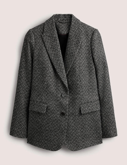 LONGLINE RELAXED BLAZER-Herringbone