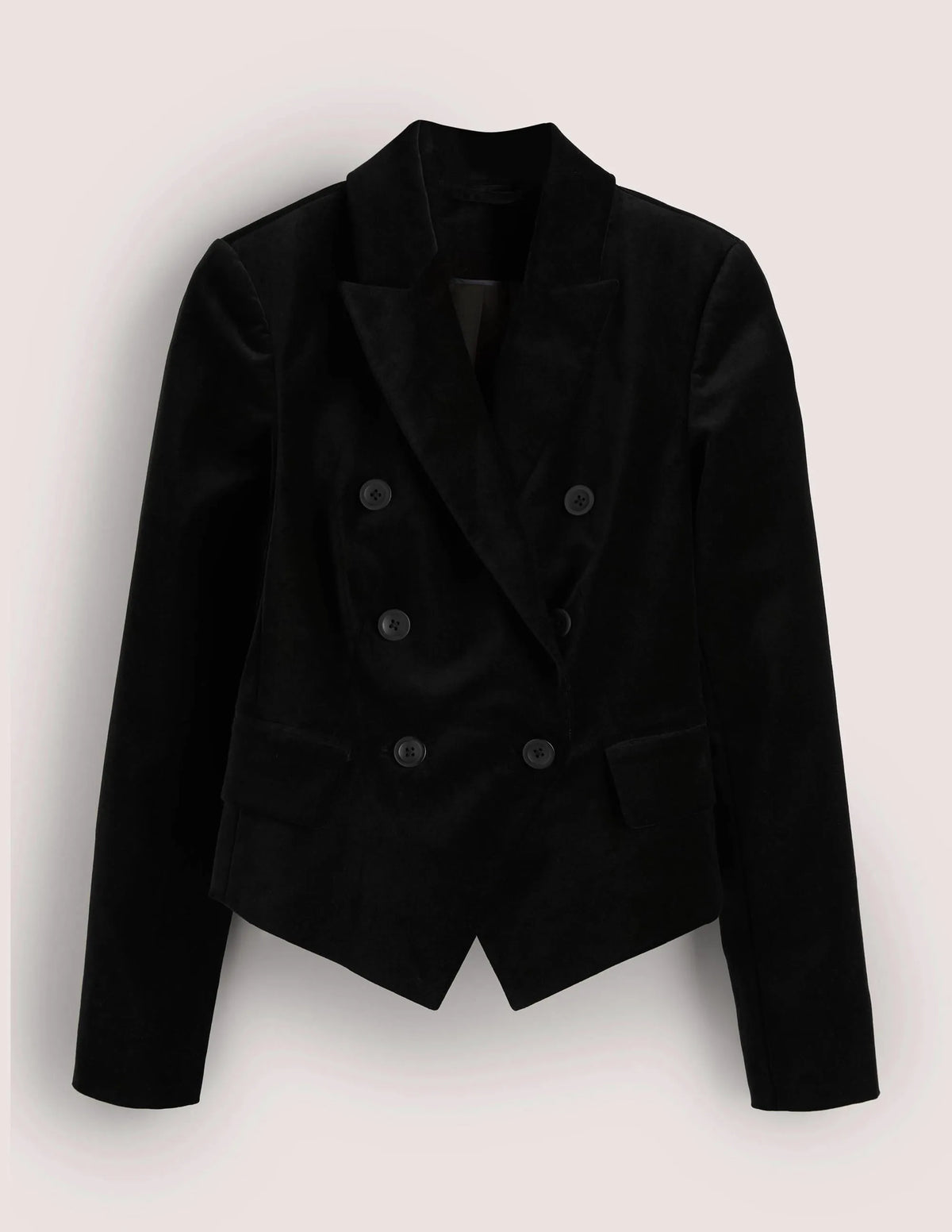 Double Breasted Velvet Blazer-Black