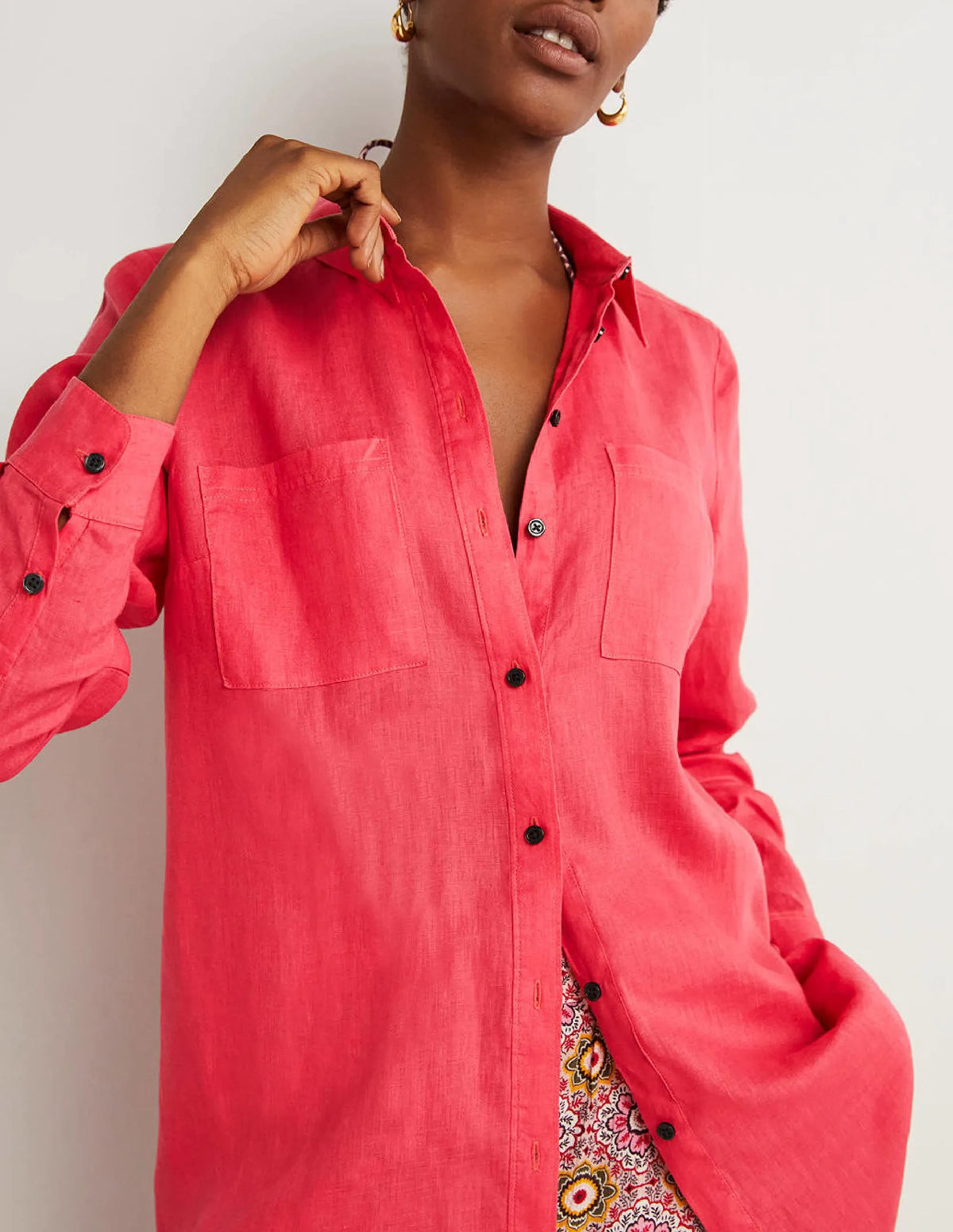Linen Shirt-Pink Berry