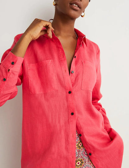 Linen Shirt-Pink Berry