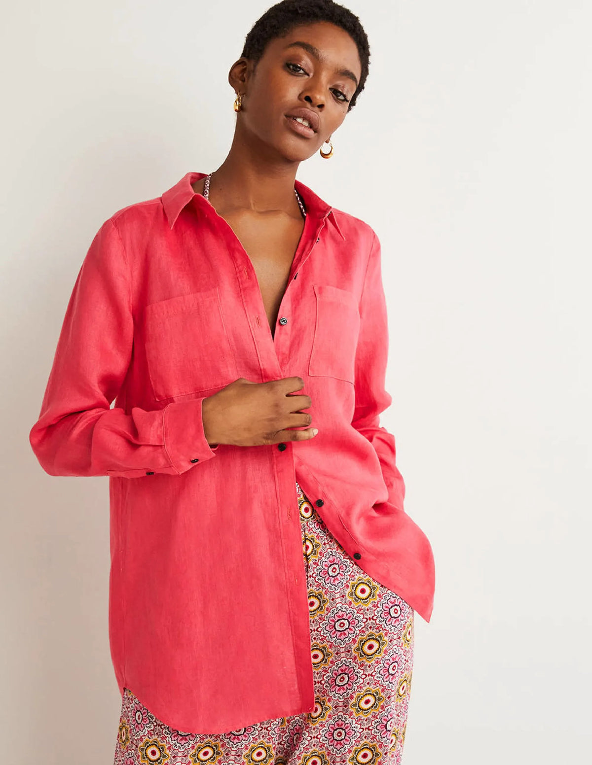 Linen Shirt-Pink Berry