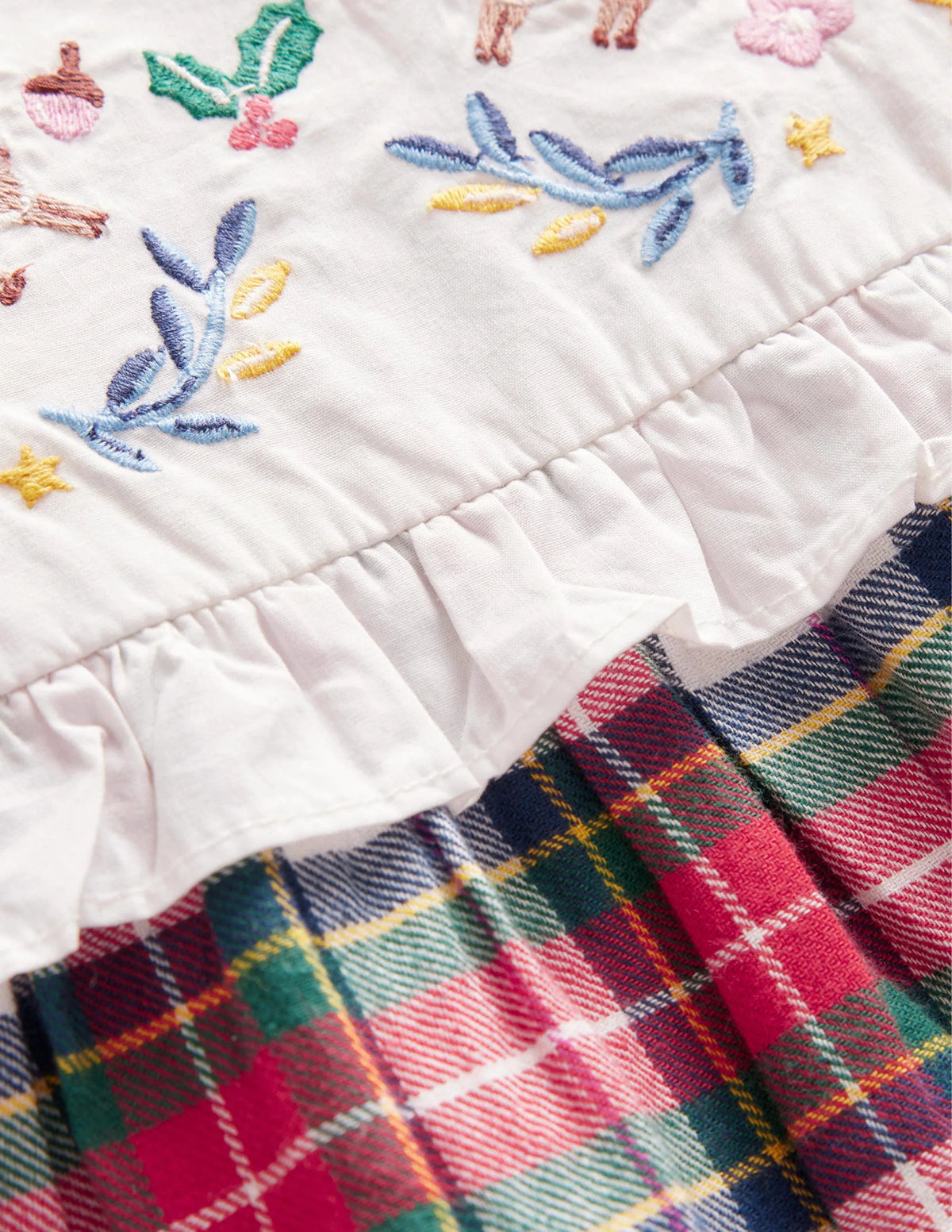 Check Dress and Tights Set-Ivory/Red Check