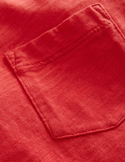 Long-sleeved Washed T-shirt-Rockabilly Red