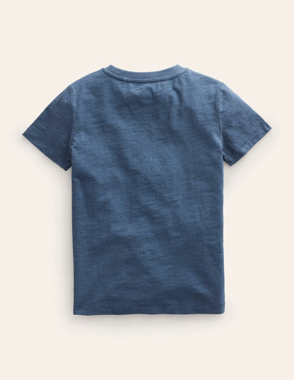 Washed Slub T-shirt-Robot Blue
