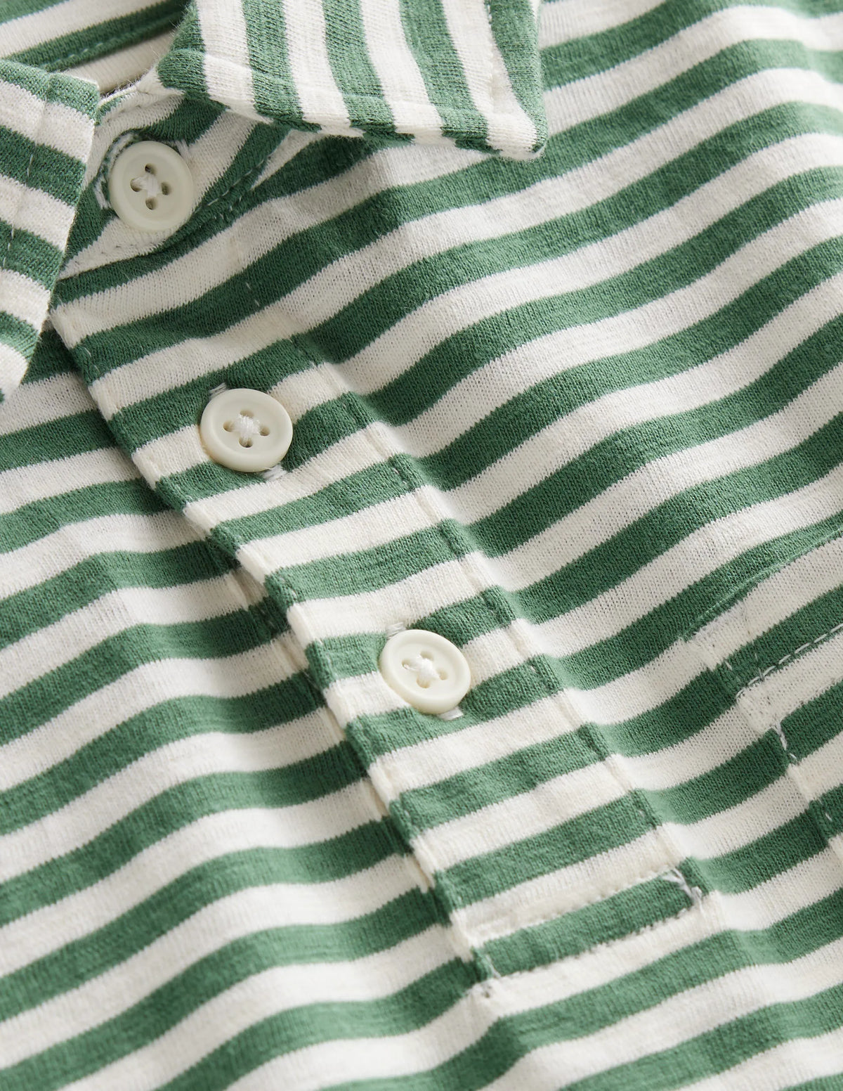 Striped Slubbed Polo Shirt-Rosemary/Ivory