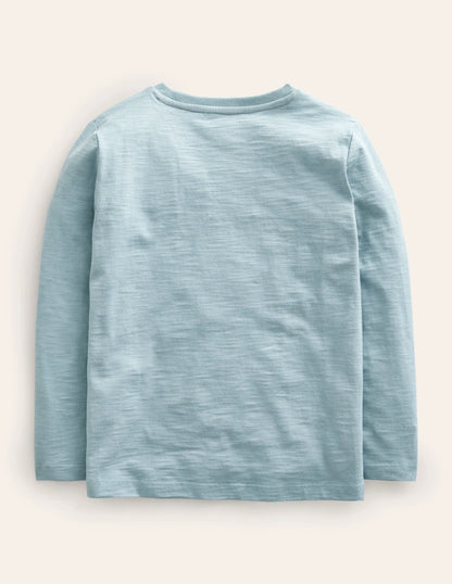 Embroidered-Logo T-Shirt-Blue Hot Dog