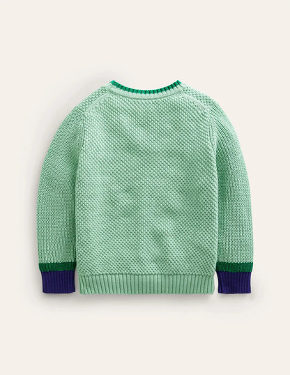 Chunky Cotton Sweater-Opal Green