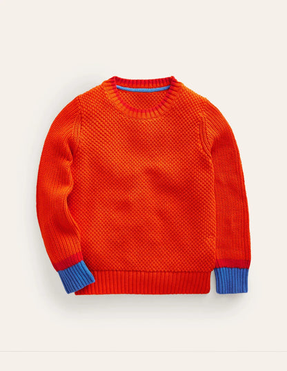 Chunky Cotton Sweater-Mandarin Orange