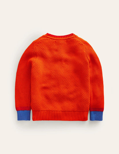 Chunky Cotton Sweater-Mandarin Orange