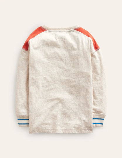 Textured Detail T-shirt-Oatmeal Marl