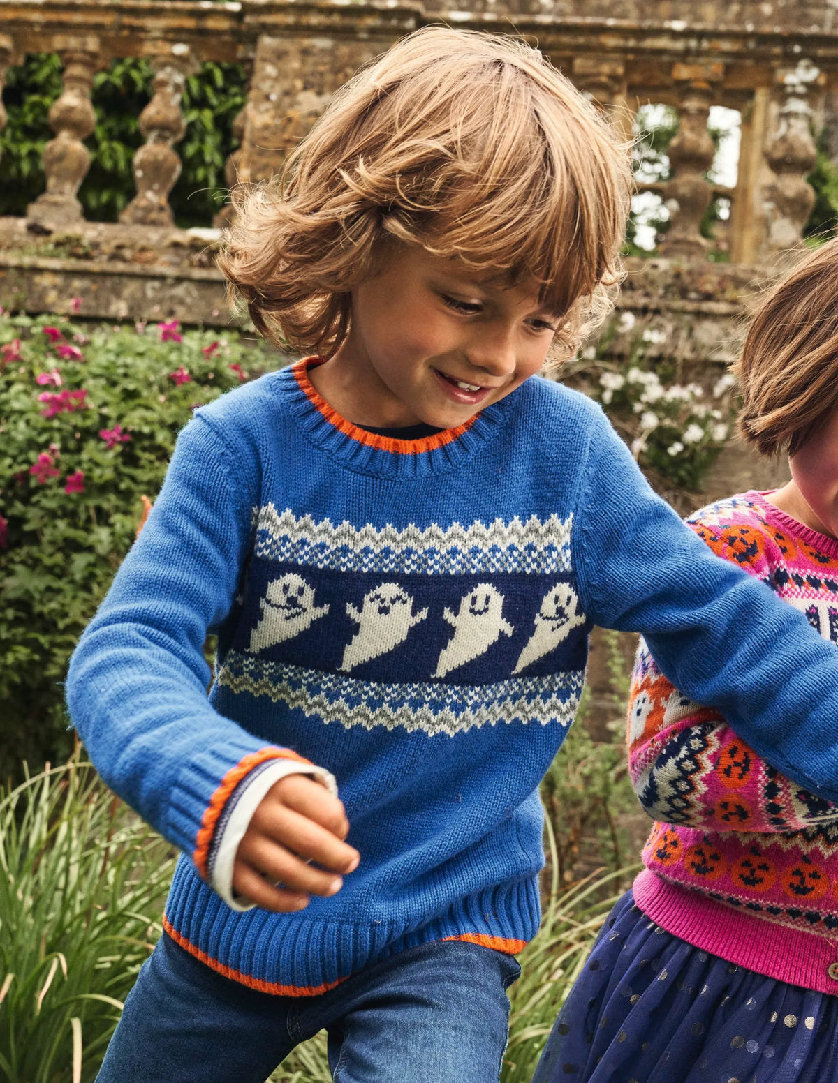 Halloween Fair Isle Sweater-Delft Blue Marl