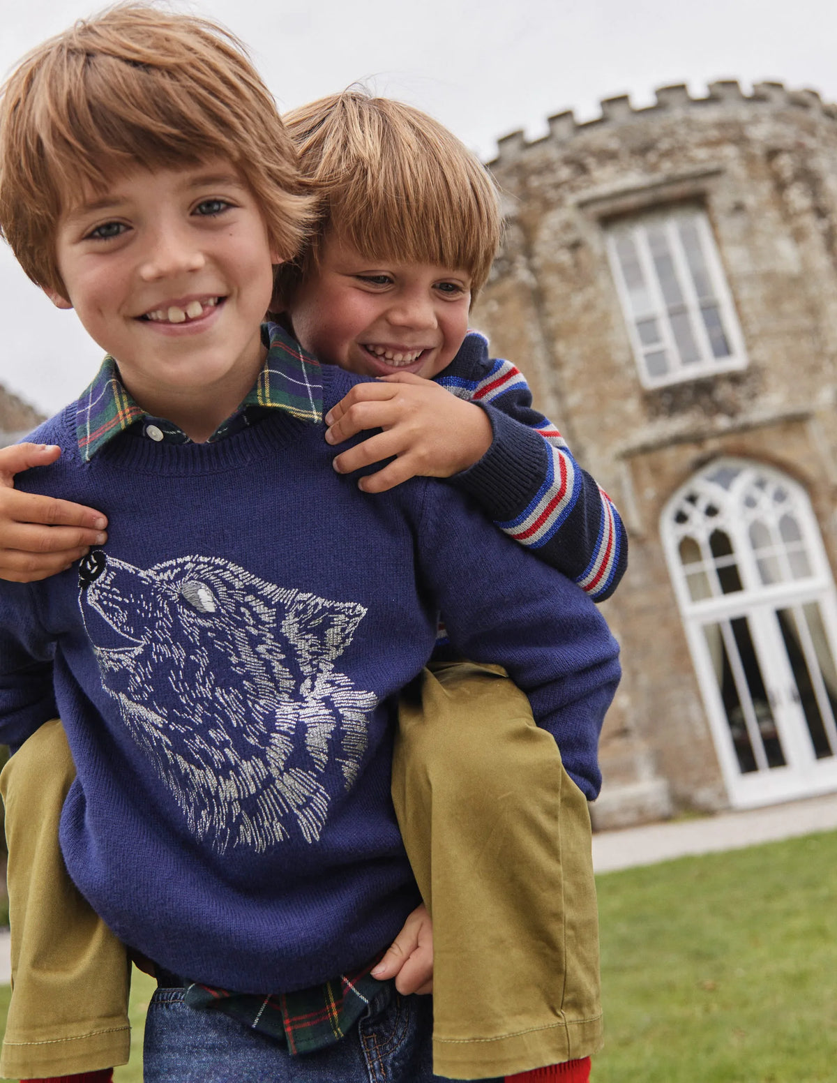 Fun Cosy Sweater-French Navy Wolf